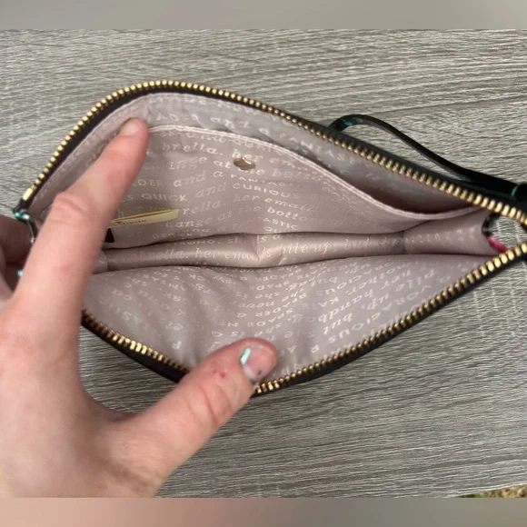 Kate Spade Black Floral Patent Wristlet - Picture 8 of 15